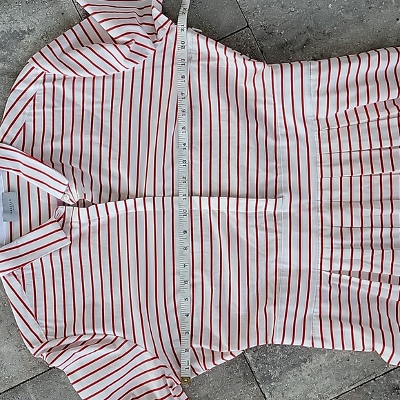 Marella Red Striped Collared Quiche Shirt Dress With Pockets Sz 14 - Picture 11 of 14